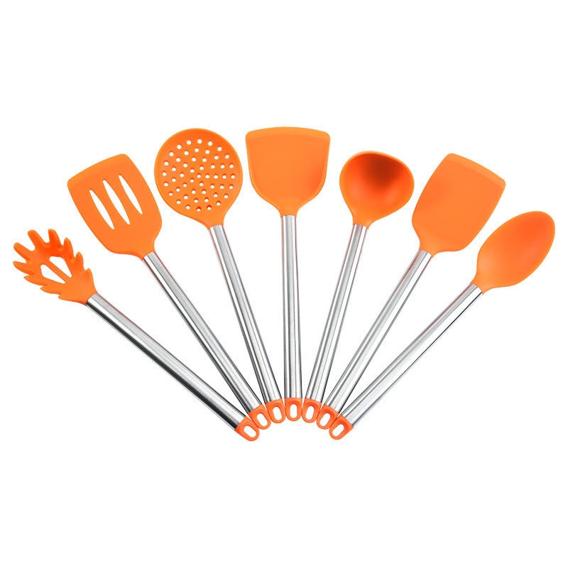 Stainless Steel Silicone 7-piece Kitchen Ware Set Kitchen Silicone Shovel Spoon Suit