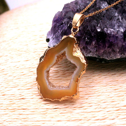 Natural agate crystal hole irregular