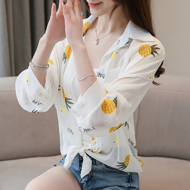 Fashion Printed Chiffon Sun Protection Clothing Women Cardigan