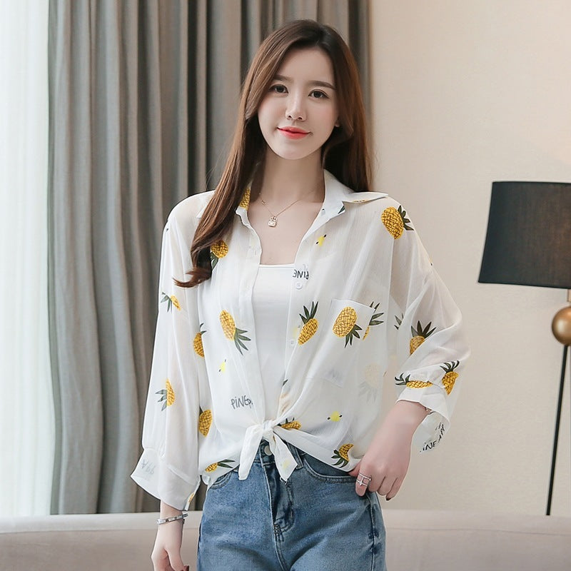 Fashion Printed Chiffon Sun Protection Clothing Women Cardigan