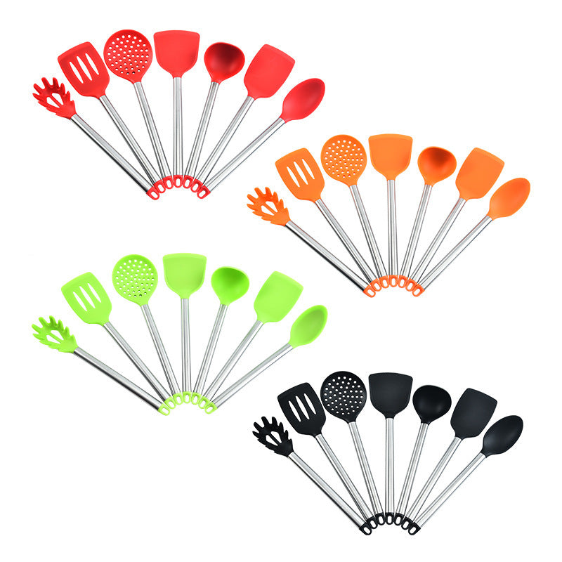 Stainless Steel Silicone 7-piece Kitchen Ware Set Kitchen Silicone Shovel Spoon Suit