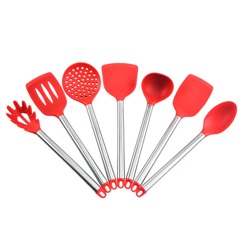 Stainless Steel Silicone 7-piece Kitchen Ware Set Kitchen Silicone Shovel Spoon Suit