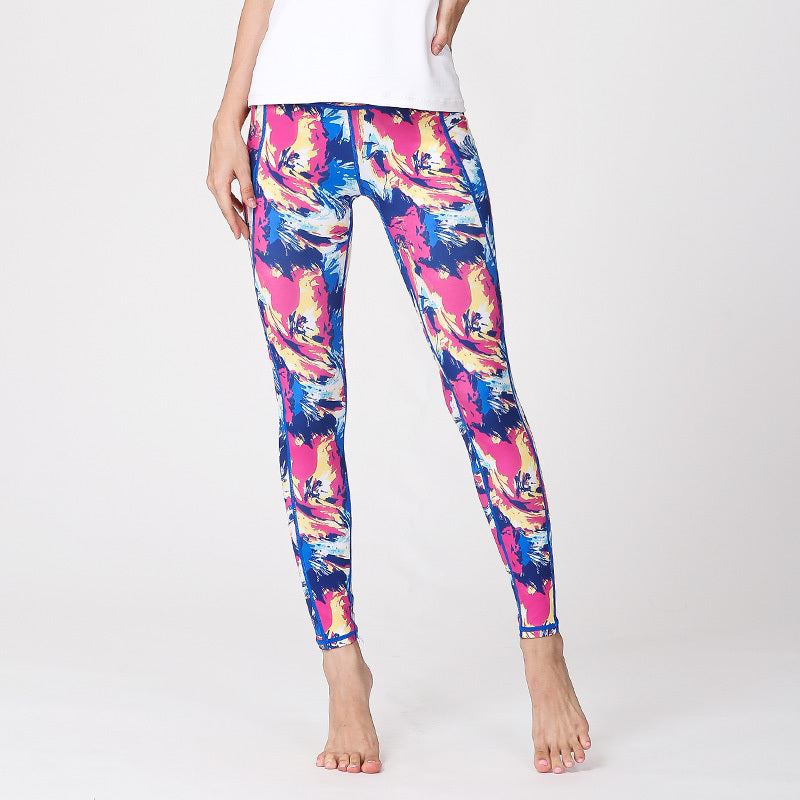 Tie-dye printed yoga pants