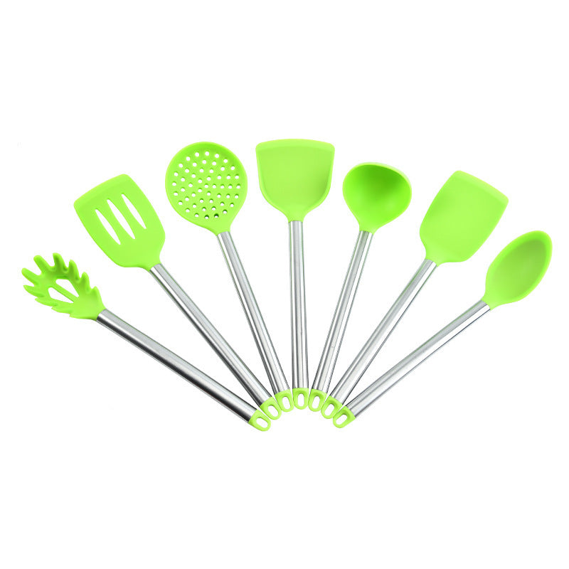 Stainless Steel Silicone 7-piece Kitchen Ware Set Kitchen Silicone Shovel Spoon Suit