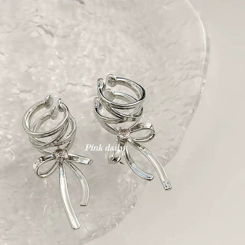 Fashion Jewelry Ballet Style Ribbon Bow Earrings For Women