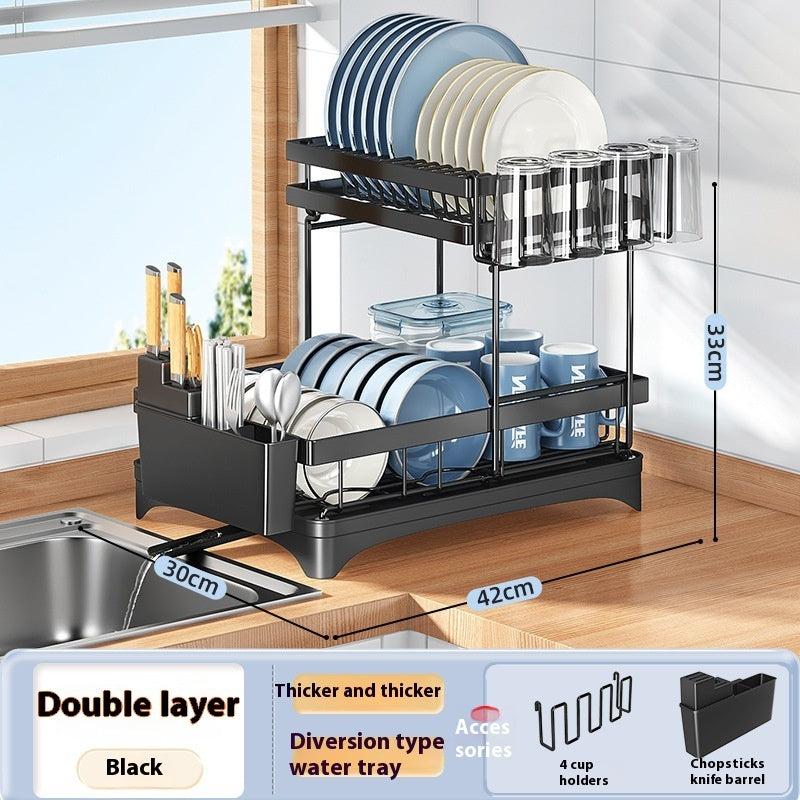 Kitchen Dish Rack Draining Rack Tableware Flat Ware Storage Rack