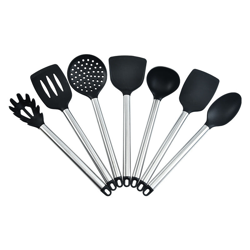 Stainless Steel Silicone 7-piece Kitchen Ware Set Kitchen Silicone Shovel Spoon Suit