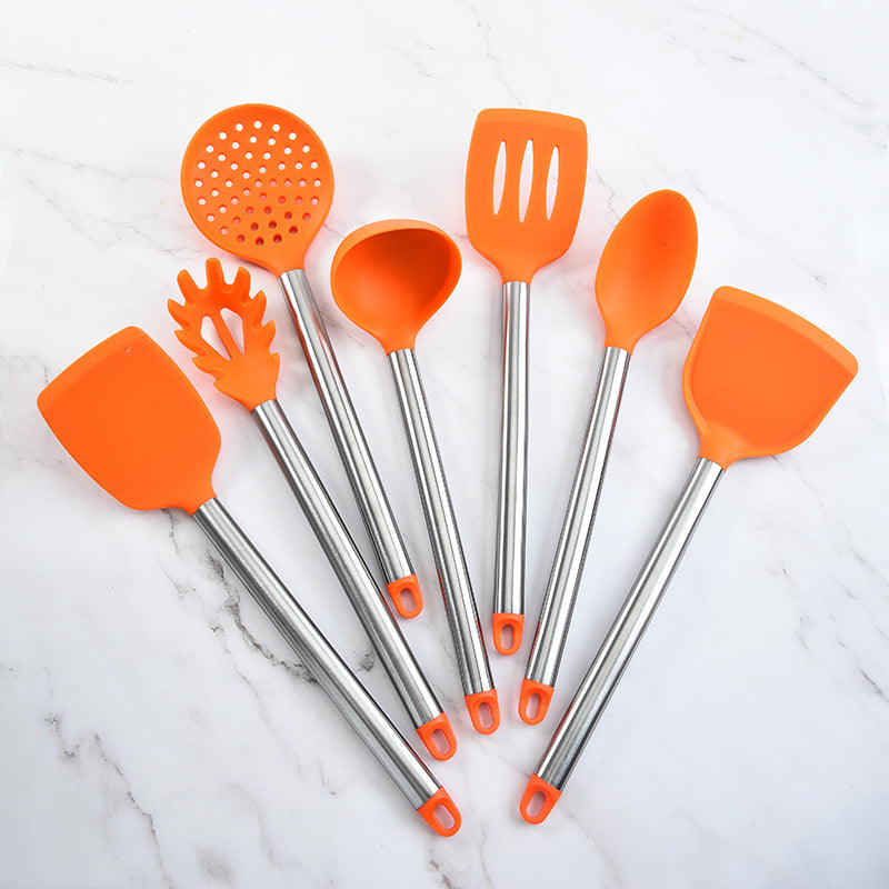 Stainless Steel Silicone 7-piece Kitchen Ware Set Kitchen Silicone Shovel Spoon Suit